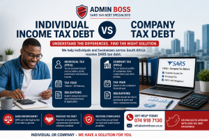comparison of individual income tax debt and company tax debt obligations in South Africa