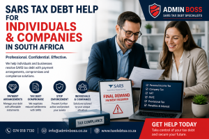 SARS tax debt help for individuals and companies in South Africa consulting with Admin Boss specialist